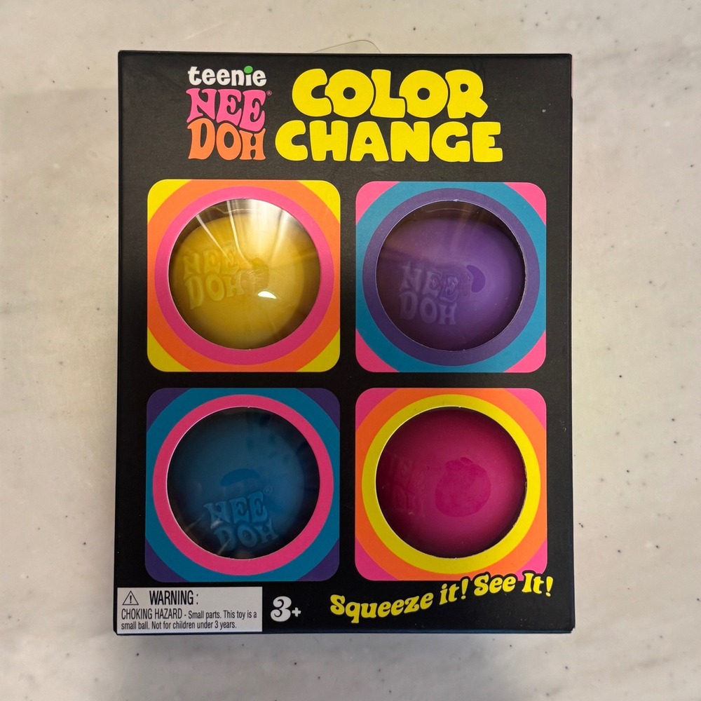 Schylling Teenie NeeDoh Color Change 4 Pack Groovy Glob Sensory Fidget Toy- New!